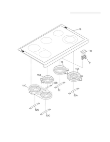 Main Top Diagram and Parts List for FPEF4085KFC  Frigidaire Range
