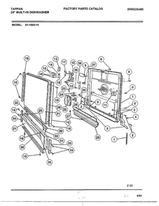 Front Panel Diagram and Parts List for 61-1083-10  Frigidaire Dishwasher