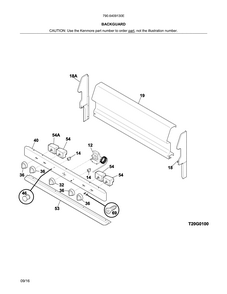 Backguard Diagram and Parts List for 7906409130E  Kenmore Range