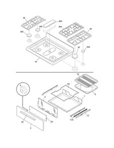 Top/drawer Diagram and Parts List for FFGF3019LBA  Frigidaire Range