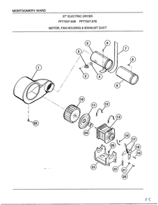 Motor, Fan Housing And Exhaust Duct Diagram and Parts List for 7007B  Frigidaire Dryer
