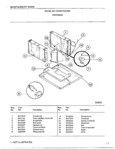 Room Air Conditioner Page 3 Diagram and Parts List for 5658A  Frigidaire Air Conditioner