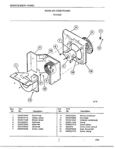 Room Air Conditioner Page 3 Diagram and Parts List for 5144000  Frigidaire Air Conditioner