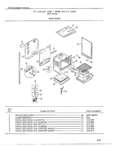 Basic Body Diagram and Parts List for 8448A  Frigidaire Range