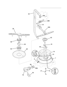 Motor & Pump Diagram and Parts List for FGBD2432KB1A  Frigidaire Dishwasher