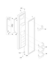 Freezer Door Diagram and Parts List for FFHS2322MW6  Frigidaire Refrigerator