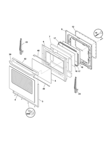 Door Diagram and Parts List for FFGF3023LMD  Frigidaire Range