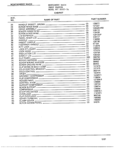 Cabinet Page 2 Diagram and Parts List for 85057-7A  Frigidaire Freezer