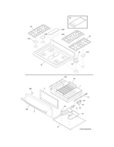 Top/drawer Diagram and Parts List for FPGF3081KFP  Frigidaire Range