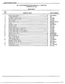Basic Body Page 2 Diagram and Parts List for 2418A  Frigidaire Range