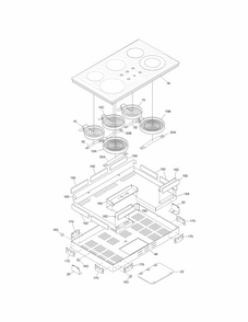 Main Top/surface Units Diagram and Parts List for 79042742405  Kenmore Cooktop