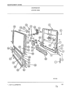 Dishwasher Page 3 Diagram and Parts List for 1031-005A  Frigidaire Dishwasher