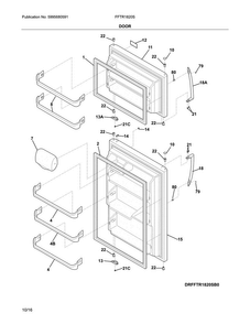 Door Diagram and Parts List for FFTR1820SB1  Frigidaire Refrigerator