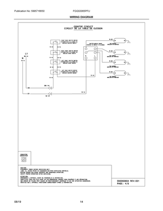 Wiring Diagram Diagram and Parts List for FGGS3065PFU  Frigidaire Range