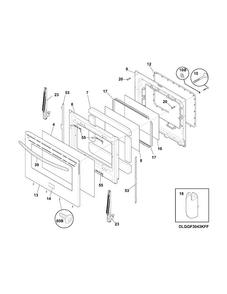 Door Diagram and Parts List for LGGF3042KFR  Frigidaire Range