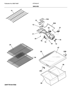 Shelves Diagram and Parts List for FFTR1814TBA  Frigidaire Refrigerator
