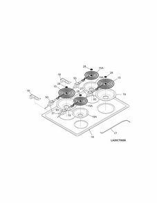 Main Top Diagram and Parts List for 79045582905  Kenmore Range