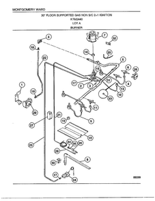 30" Gas Range/burner Diagram and Parts List for 2440A  Frigidaire Range