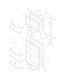 Doors Diagram and Parts List for FFTR21D2PW1  Frigidaire Refrigerator