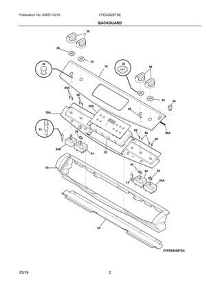 Backguard Diagram and Parts List for FFES3026TSE  Frigidaire Range