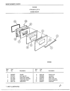 Range-oven Door Diagram and Parts List for 2819A  Frigidaire Range