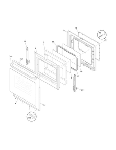 Door Diagram and Parts List for FFEF3015PWA  Frigidaire Range