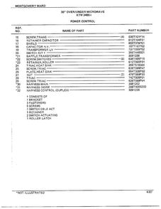 30" Over/under Power Control Page 2 Diagram and Parts List for 3488A  Frigidaire Range