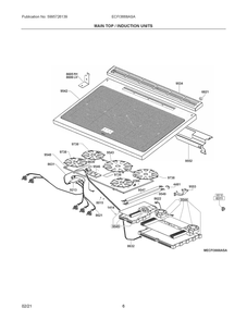 Main Top / Induction Units Diagram and Parts List for ECFI3668ASA  Frigidaire Range