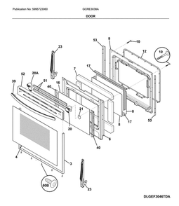 Door Diagram and Parts List for GCRE3038ADC  Frigidaire Range