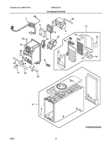 Ice Maker System Diagram and Parts List for GRMC2273CD00  Frigidaire Refrigerator