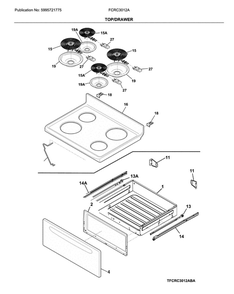 Top/Drawer Diagram and Parts List for FCRC3012AWB  Frigidaire Range