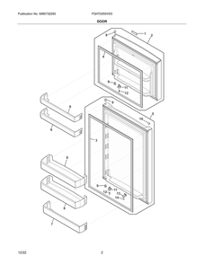 Door Diagram and Parts List for FGHT2055VD3  Frigidaire Refrigerator