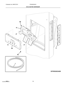 Ice And Water Dispenser Diagram and Parts List for FRSS2623AS1  Frigidaire Refrigerator