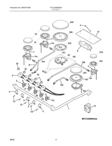 Burner Diagram and Parts List for PCCG3080ASA  Frigidaire Range