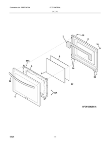 Door Diagram and Parts List for FCFI3082BSA  Frigidaire Range