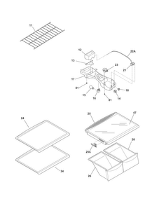 Shelves Diagram and Parts List for FFTR18D2PB3  Frigidaire Refrigerator