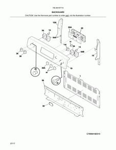 Backguard Diagram and Parts List for 79096197710  Kenmore Range