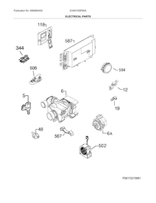 Electrical Parts Diagram and Parts List for E24ID75SPS0A  Electrolux Dishwasher