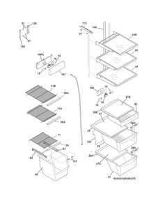Shelves Diagram and Parts List for DGUS2645LF5  Frigidaire Refrigerator