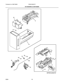 Ice Makers And Container Diagram and Parts List for PRMC2285AF07  Frigidaire Refrigerator