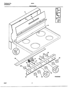 Backguard Diagram and Parts List for 48044  Frigidaire Range