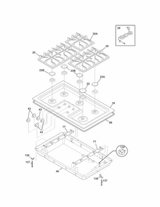 Cook Top Diagram and Parts List for 79032433903  Kenmore Cooktop
