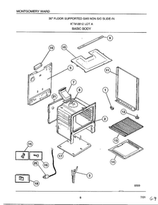 Basic Body Diagram and Parts List for 2812A  Frigidaire Range