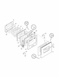 Door Diagram and Parts List for 79040453802  Kenmore Wall Oven