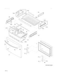 Freezer Drawer, Baskets Diagram and Parts List for 25370443210  Kenmore Refrigerator