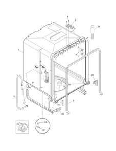 Tub Diagram and Parts List for WWBD2400HW4B  Westinghouse Dishwasher