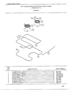 30" Floor Supported Elec Element Diagram and Parts List for 4447A  Frigidaire Range