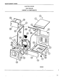 Cabinet And Components Diagram and Parts List for 7506B  Frigidaire Dryer