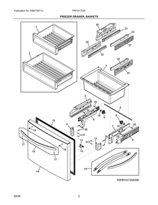 Freezer Drawer, Baskets Diagram and Parts List for FRFG1723AV00  Frigidaire Refrigerator