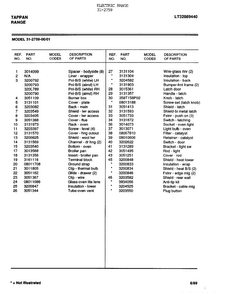 Electric Range Page 6 Diagram and Parts List for 31-2759  Tappan Range